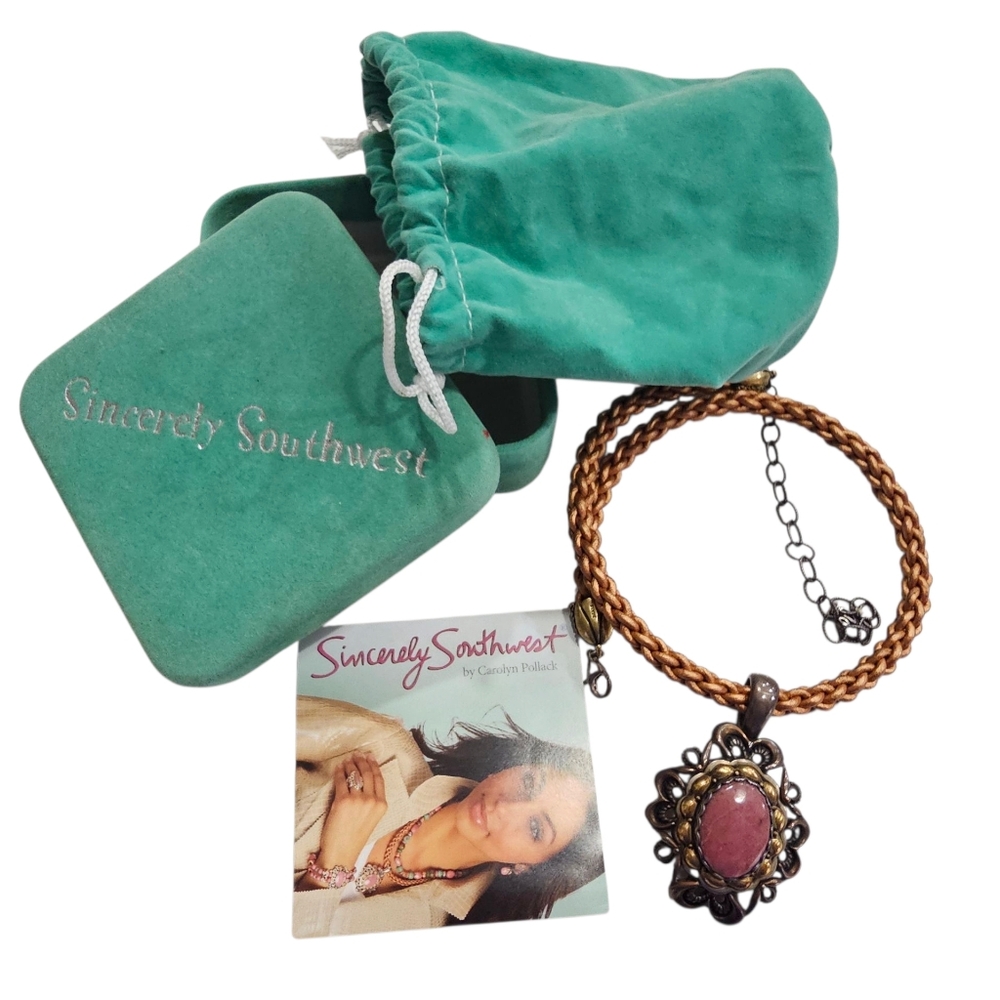 Carolyn Pollack Sincerely Southwest Sterling Brass Rhodonite Necklace Pendant